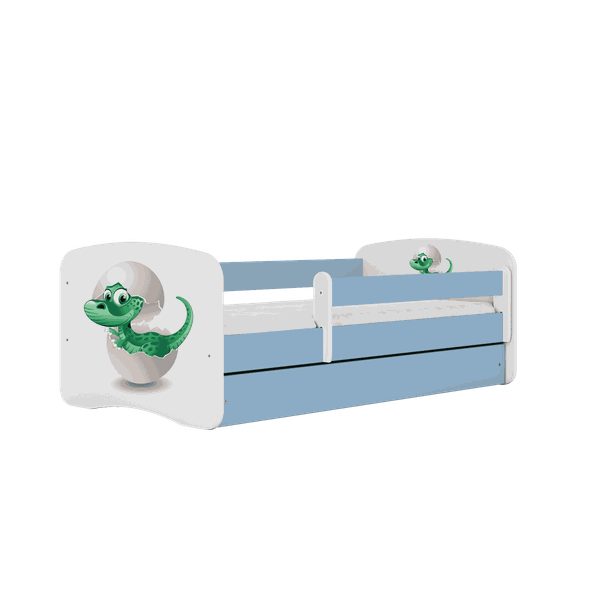Letoss Detská posteľ BABY DREAMS 140/70- Dinosaurus Modrá S matracom S uložným priestorom