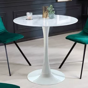 LuxD Okrúhly jedálenský stôl Saima 80 cm biely - vzor mramor