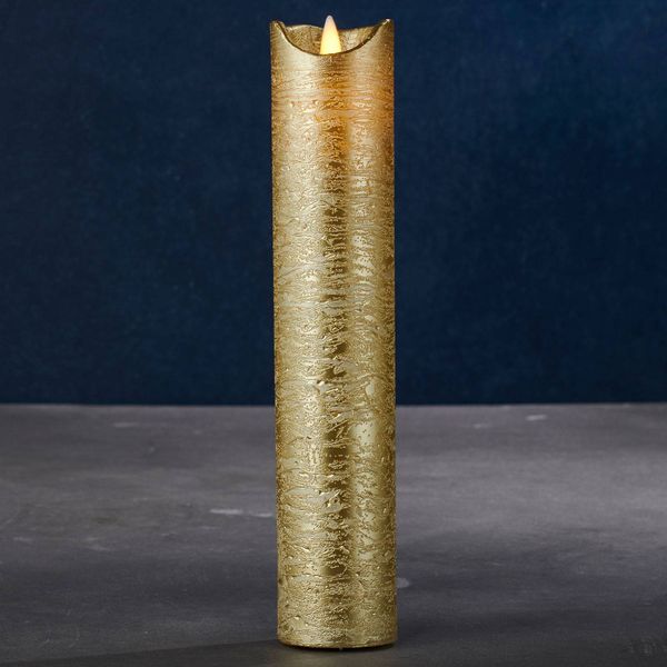 Sirius LED sviečka Sara Exclusive zlatá, Ø5cm, výška 25cm, vosk, hliník, K: 25cm