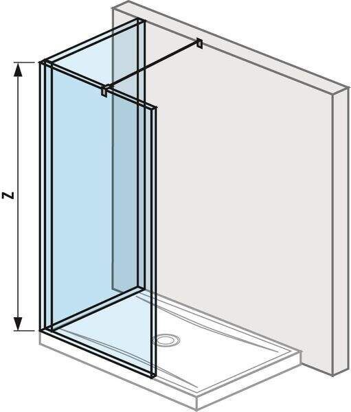 Jika Pure - Sklenená stena L 120 cmx90 cm na sprchovú vaničku 120 cmx90 cm, s úpravou Jika Perla Glass, 1200 mm x 200 mm x 2000 mm H2694220026681