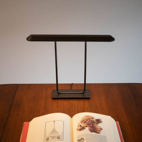 Artemide Tempio stolná LED lampa v tmavom bronze, Obývacia izba / jedáleň, hliník, oceľ, 14W, P: 46.5 cm, L: 6.5 cm, K: 36.5cm