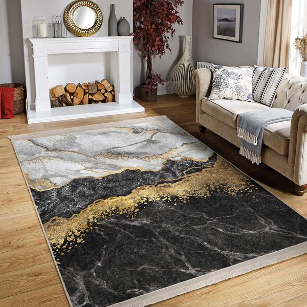 Čierno-biely prateľný koberec behúň 80x200 cm – Mila Home