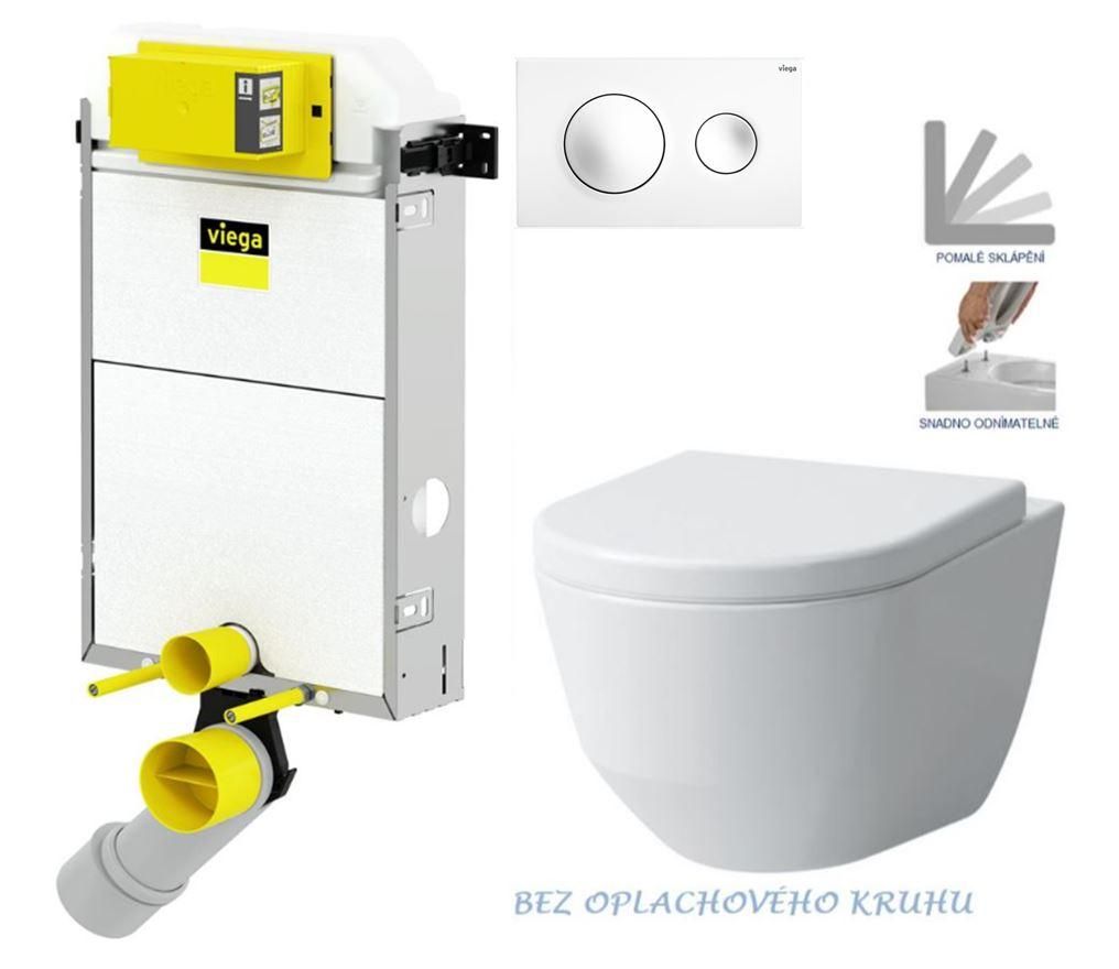 VIEGA Presvista modul PURE pre WC vrátane tlačidla Style 20 bielej + WC LAUFEN PRO RIMLESS + SEDADLO V771928 STYLE20BI LP1