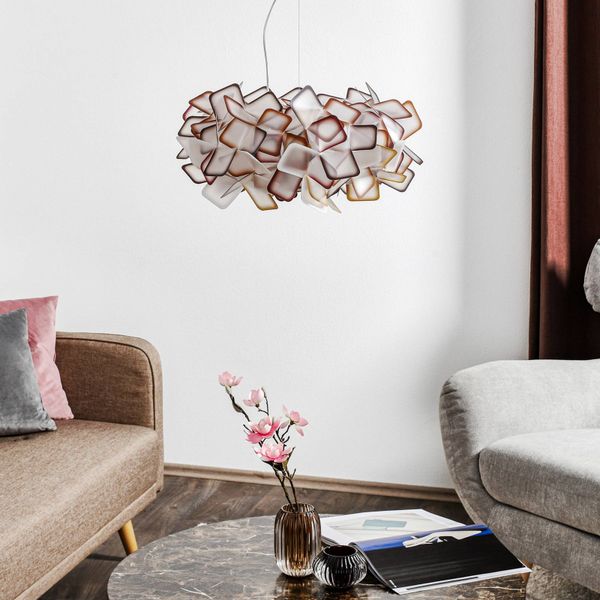 Slamp Clizia – dizajnérska závesná lampa, oranžová, Obývacia izba / jedáleň, Opalflex®, E27, 12W, K: 25cm