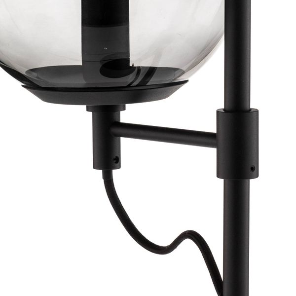 Lucande Sotiana stolová lampa, sklená guľa, čierna, Obývacia izba / jedáleň, sklo, kov, E14, 40W, L: 18 cm, K: 60cm