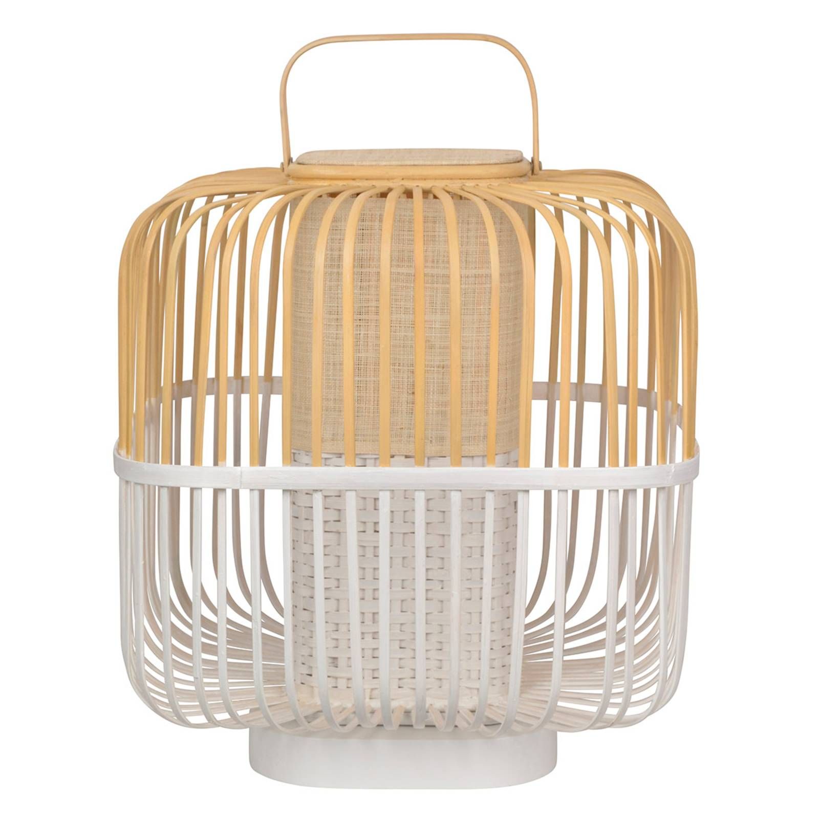 Forestier Bamboo Square M stolná lampa v bielej, Obývacia izba / jedáleň, bambus, drevo, E27, 60W, K: 56cm