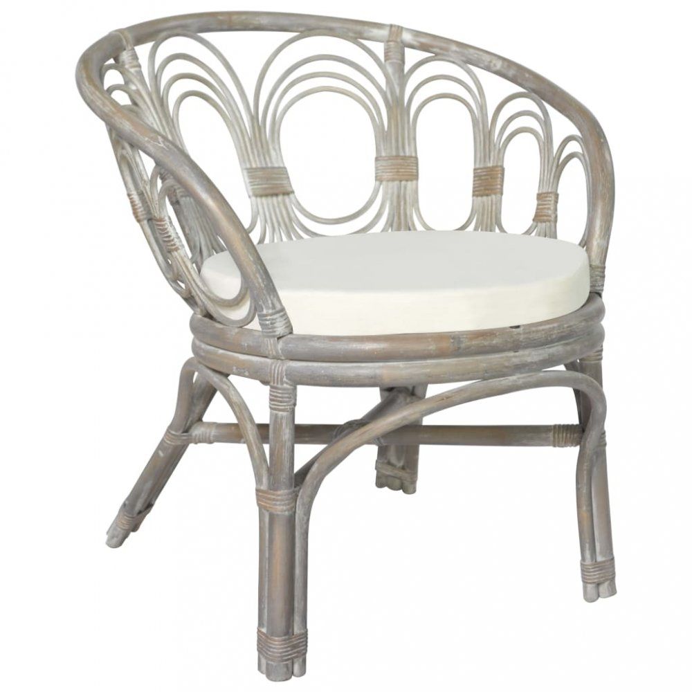 Jedálenská stolička prírodný ratan / plátno Dekorhome Sivá
