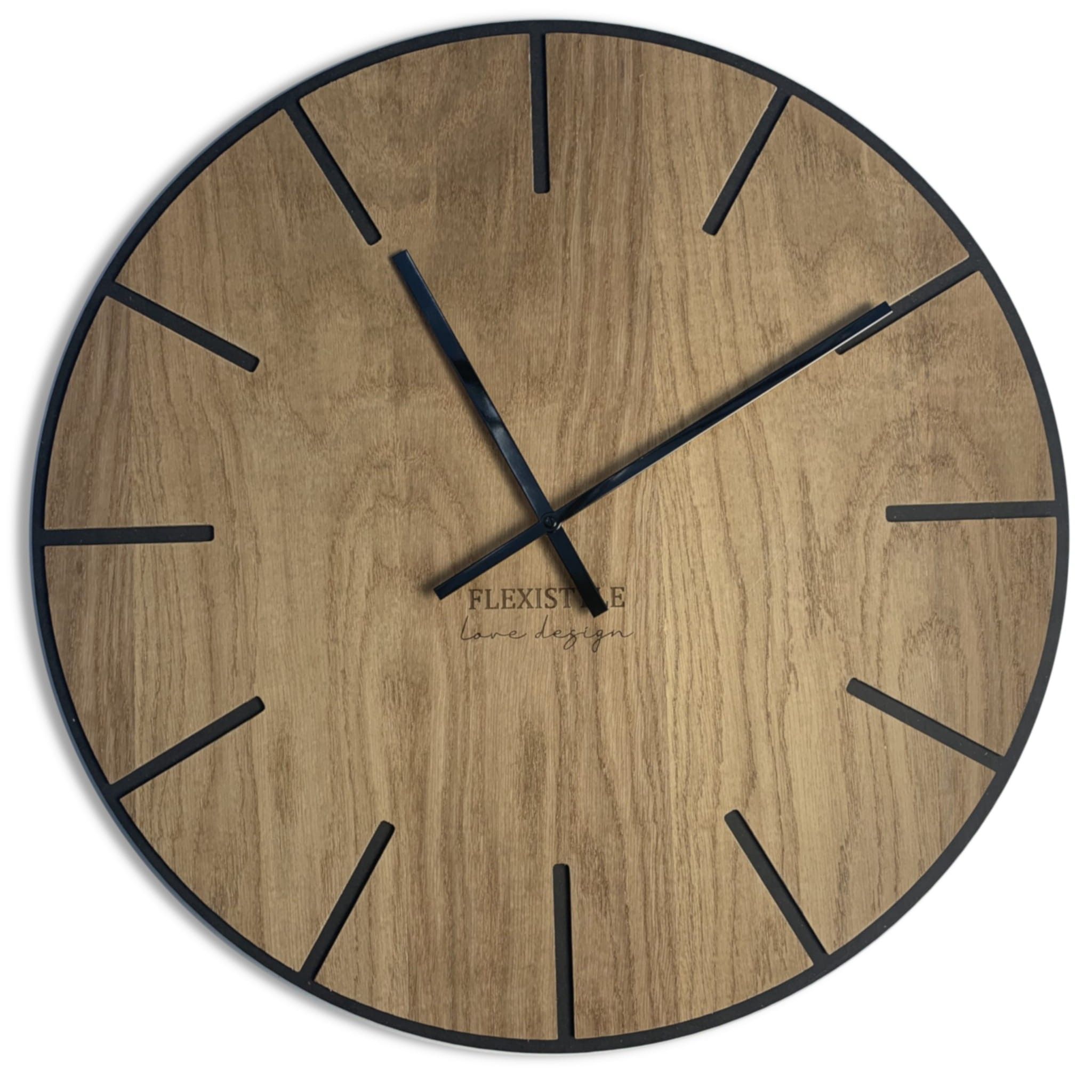 DomTextilu Veľké drevené hodiny v hnedej farbe 60cm 16604