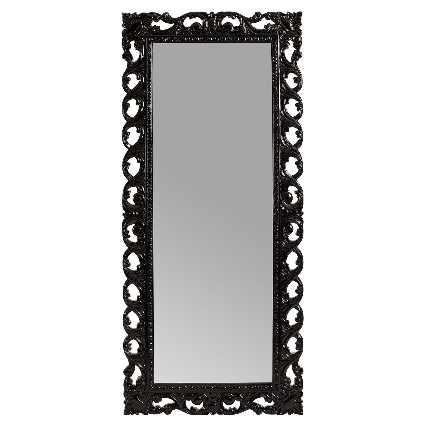 Estila Nástenné šatníkové zrkadlo NEGRO čierne 180cm