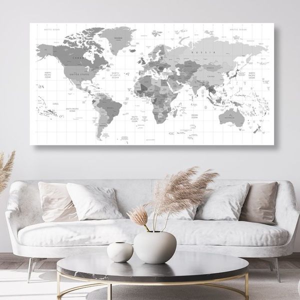 Obraz na korku šedá mapa na bielom pozadí - 100x50  color mix