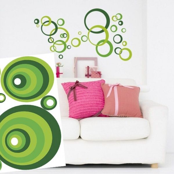 Dekoračné nálepky na stenu zelené kruhy - 50x70