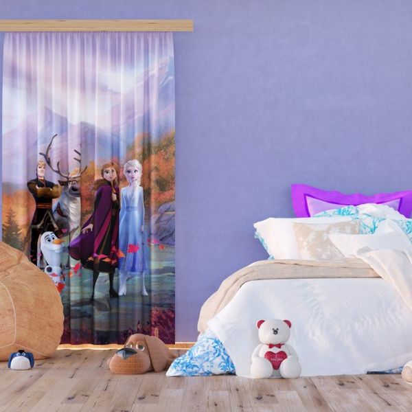 FCP L 6164 AG Design textilný foto záves detský obrazový Disney - Frozen, Ľadové kráľovstvo FCPL 6164 s úplným zatienením, veľkosť 140 x 245 cm
