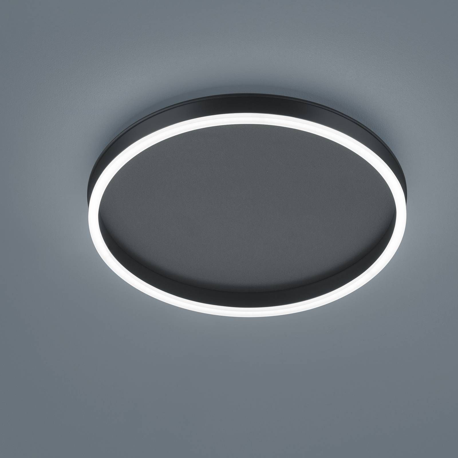 Helestra Sona stropné LED svietidlo čierna Ø 40 cm, Obývacia izba / jedáleň, oceľ, satinovaný akryl, 24W, K: 7cm