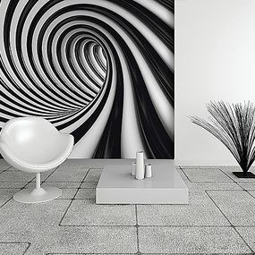 Čierno-biely 3d tunel - fototapeta FM0039