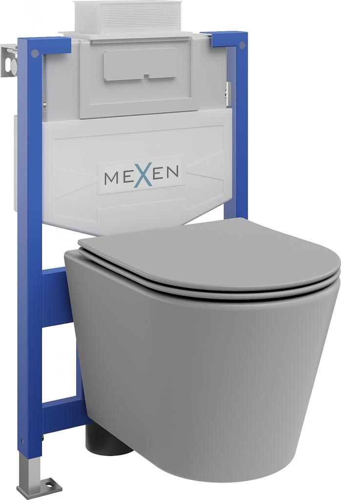 MEXEN/S - WC predstenová inštalačná sada Fenix XS-U s misou WC Rico + sedátko softclose, svetlo šedá mat 68530724061