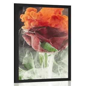 Plagát ruža s abstraktnými prvkami - 20x30 black