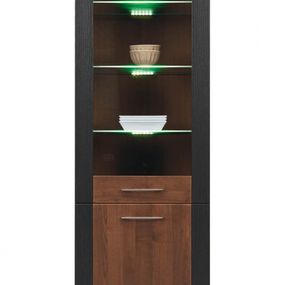 Vitrína naomi 6 l/p-orech/wenge - s osvetlením led