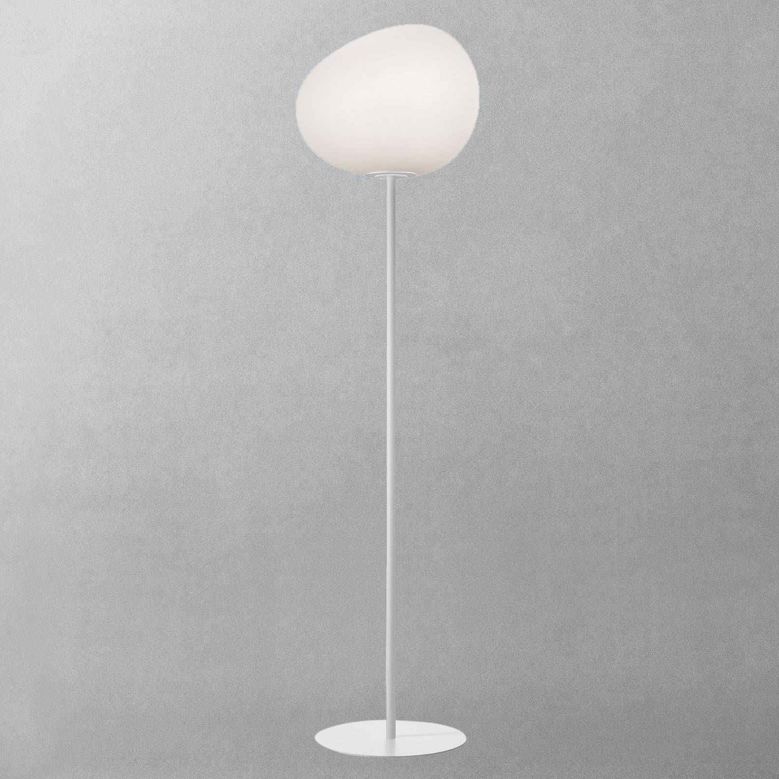 Foscarini Gregg grande stojaca lampa 186 cm, biela, Obývacia izba / jedáleň, sklo ručne fúkané, kov, E27, 57W, K: 186cm