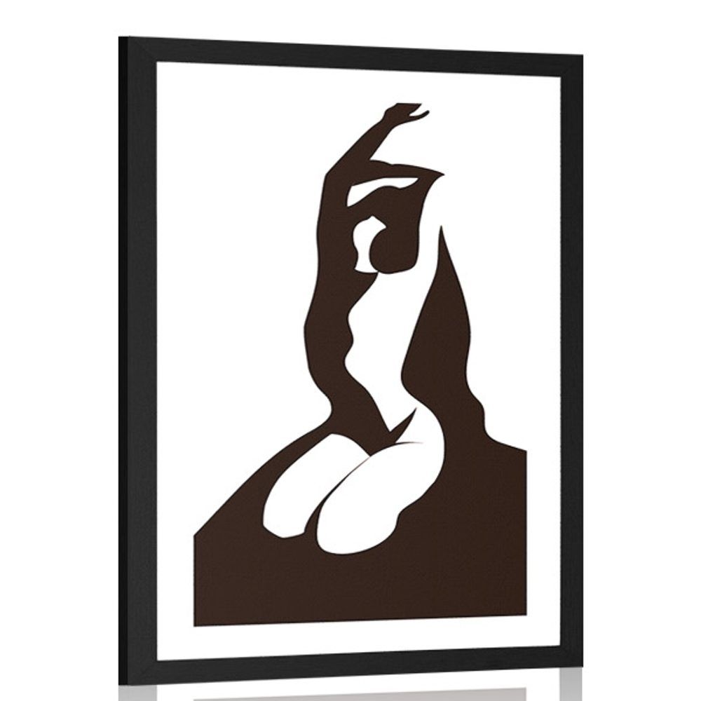 Plagát s paspartou neha ženského tela - 60x90 black