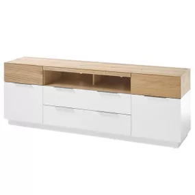 Sconto TV komoda DUBIA biela/dub, výška 65 cm