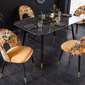 Dizajnová jedálenská stolička Jalisa žltý zamat