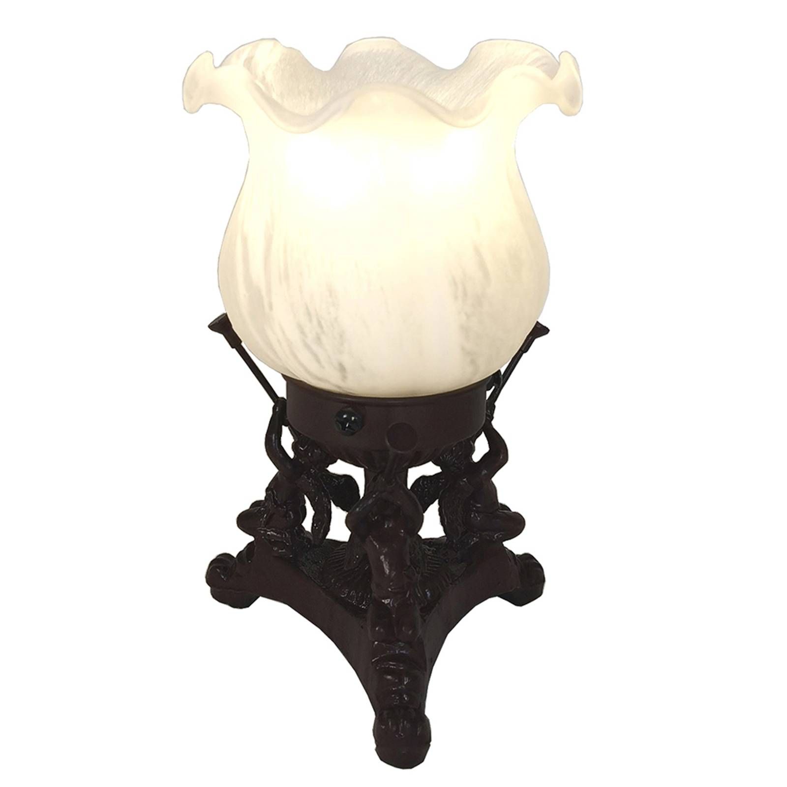 Clayre&Eef Stolová lampa 5LL-6101 v štýle Tiffany, Obývacia izba / jedáleň, polyrezín, sklo, E14, 25W, K: 20cm