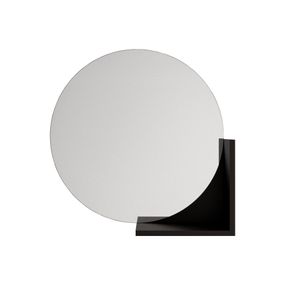 Nástenné zrkadlo s čiernou poličkou Skandica Lucija, ø 60 cm