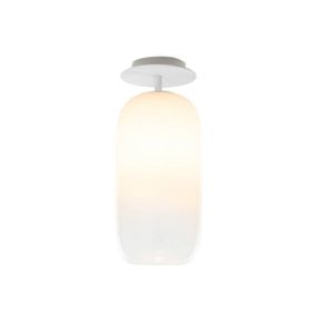 Artemide Gople Mini stropné svietidlo, biela/biela, Obývacia izba / jedáleň, fúkané sklo, hliník, E14, 6W, K: 35cm