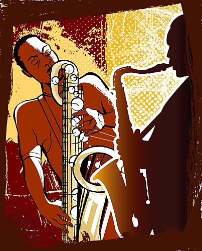 Retro obraz - Hra na saxofón zv24124