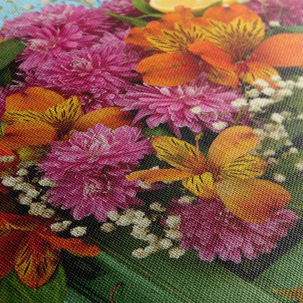 Obraz kompozícia jesenných kvetov v debničke - 100x50