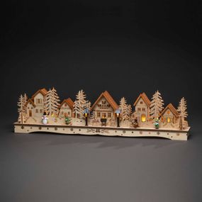 Konstsmide Christmas LED dedinka, trafo alebo batérie, drevo, P: 78 cm, L: 9 cm, K: 18.5cm