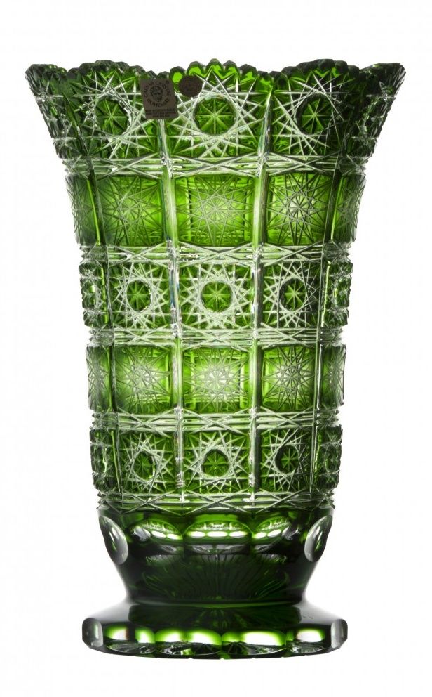 Krištáľová váza Paula, farba zelená, výška 255 mm