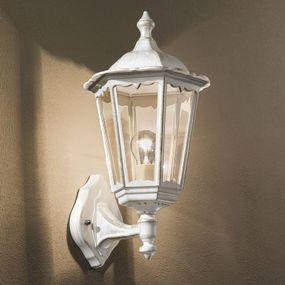 Orion Exteriérová nástenná lampa Puchberg, bielo-zlatá, odliatok hliníkovej zliatiny, sklo, E27, 100W, L: 22 cm, K: 45cm