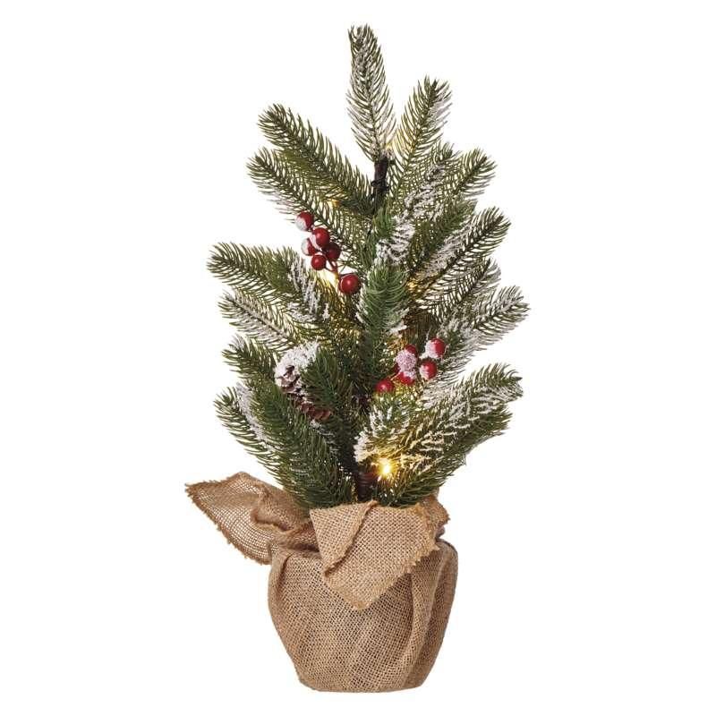 Emos LED vianočný stromček zasnežený, 52cm, 3x AA, vnútorný, teplá biela, časovač DCTW04