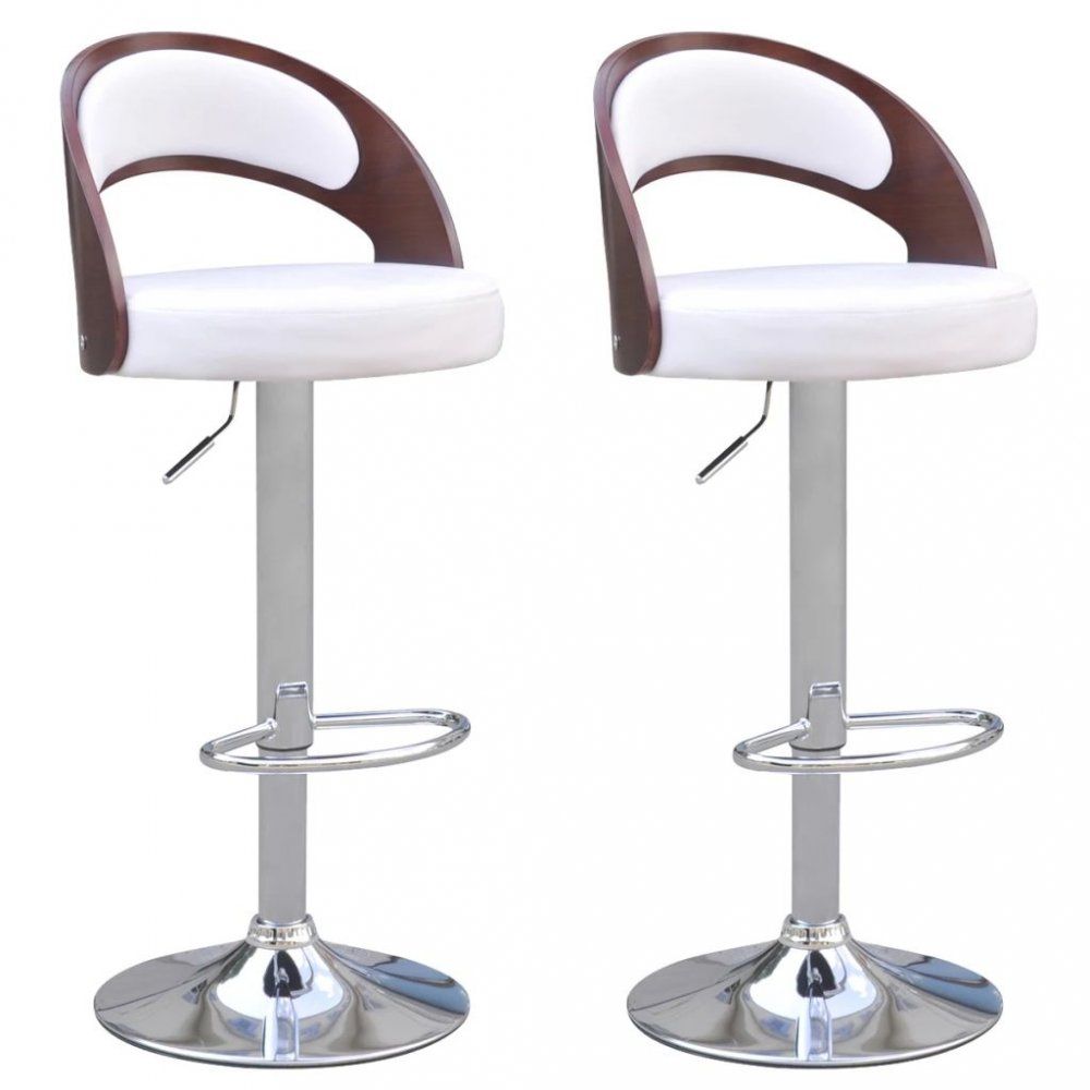 Barové stoličky 2 ks umelá koža / drevo / kov Dekorhome Biela
