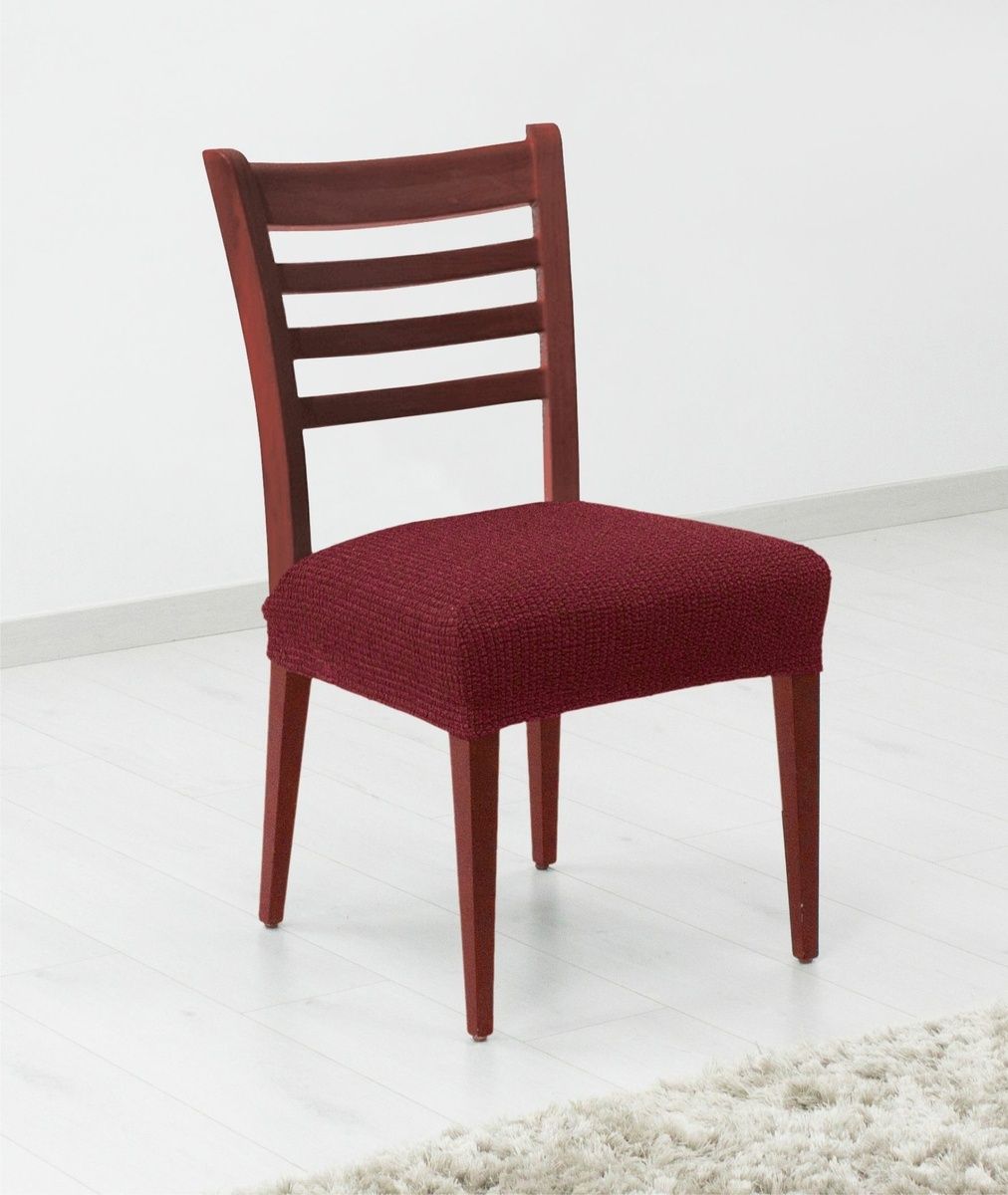 Poťah elastický na sedák stoličky, komplet 2 ks Denia, bordová