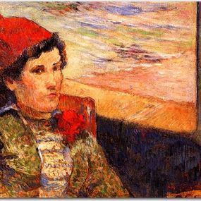 Young woman at the window Obraz Paul Gauguin zs17290