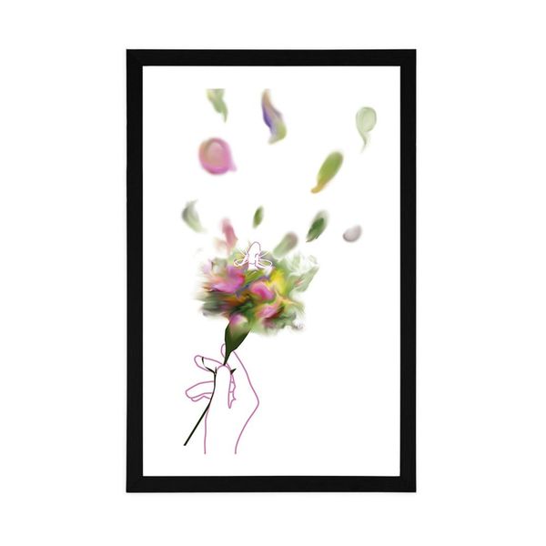 Plagát s paspartou kvetinová víla - 60x90 black