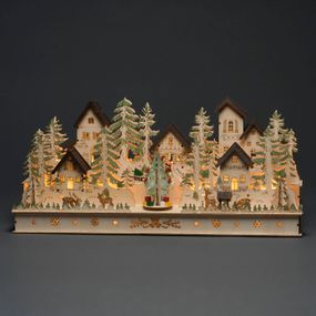 Konstsmide Christmas LED dom a figúrky, drevo, P: 52 cm, L: 16 cm, K: 22.5cm