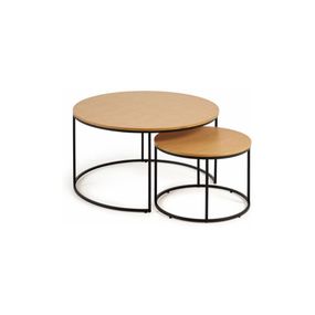 Okrúhle konferenčné stolíky v súprave 2 ks s doskou v dubovom dekore ø 80 cm Yona - Kave Home