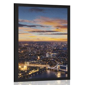 Plagát letecký pohľad na Tower Bridge - 40x60 black