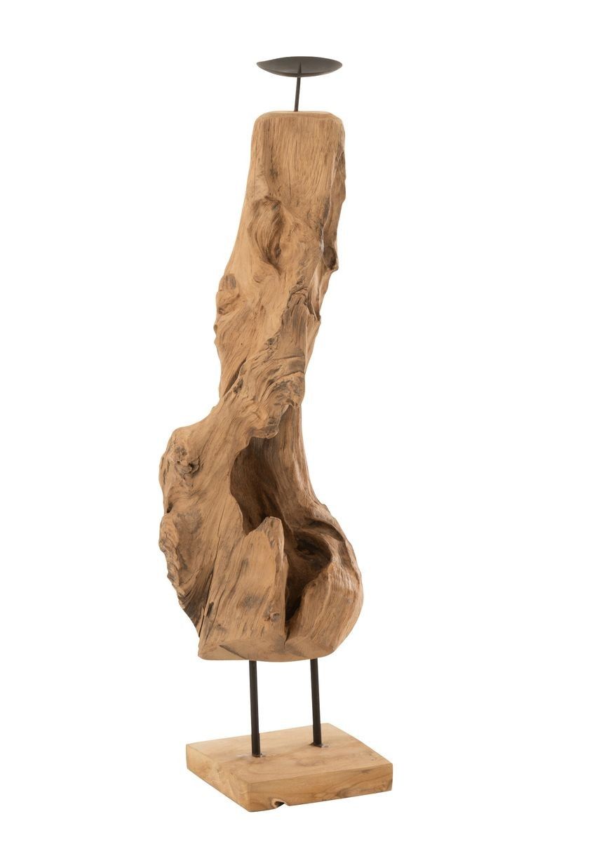 Drevený svietnik v prírodnom tvare z teakového dreva Trun M - 15 * 15 * 70 cm