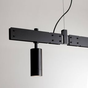 Karman Stant závesné LED svietidlo, trám, čierna, Obývacia izba / jedáleň, hliník, kov, sklo, 8.4W, P: 150 cm