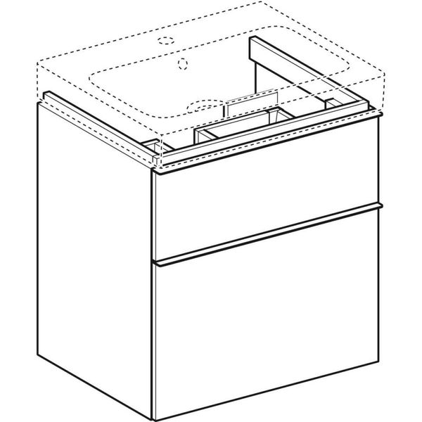 Geberit iCon - Skrinka pod umývadlo, 595x620x477 mm, platinová lesklá 840362000