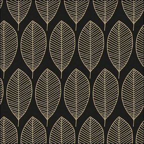 Papierové obrúsky Oval Leaves, black/gold