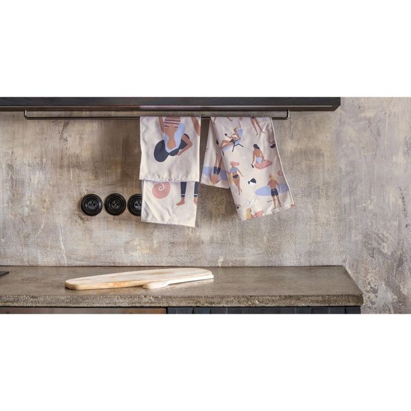 Súprava 2 béžových bavlnených kuchynských utierok Butter Kings Beach Life, 50 x 70 cm