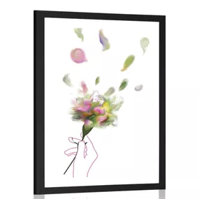 Plagát s paspartou kvetinová víla - 60x90 black