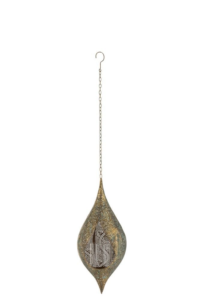 Zlatý závesný kovový svietnik Oriental antik gold - 18 * 16 * 85 cm