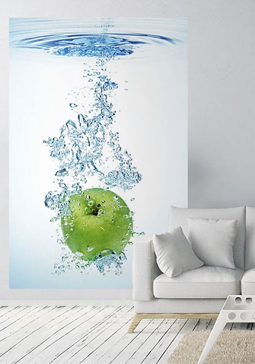 Zelené jablko vo vode - fototapeta FS0579