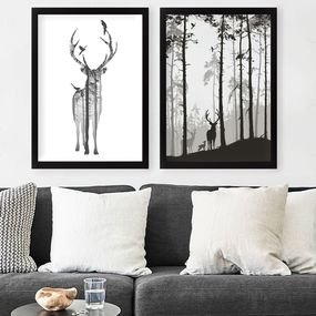 Súprava obrazov Deer 2 ks 34x44 cm čierna/biela